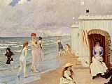 Paul Gustave Fischer Famous Paintings - A Day At The Beach